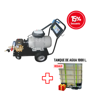 HIDROLAVADORA TQ300 TWS 4000 PSI 21 LPM 15 HP TRIFASICA + TANQUE DE AGUA 1000 LITROS